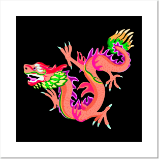 Orange Dragon Vector Posters and Art